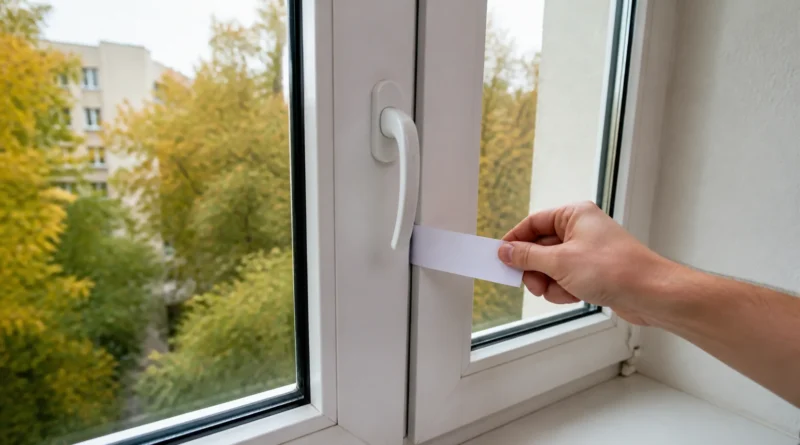 Papírový test přítlaku na zavřeném plastovém okně