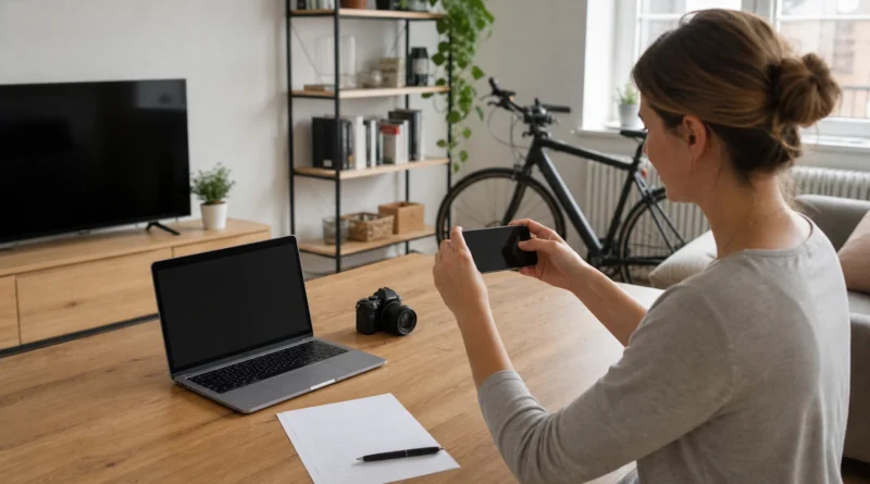 Fotografování notebooku a fotoaparátu při tvorbě domácího inventáře