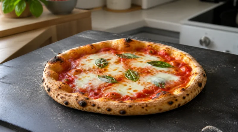 Domácí pizza s rajčaty, mozzarellou a vzdušným okrajem