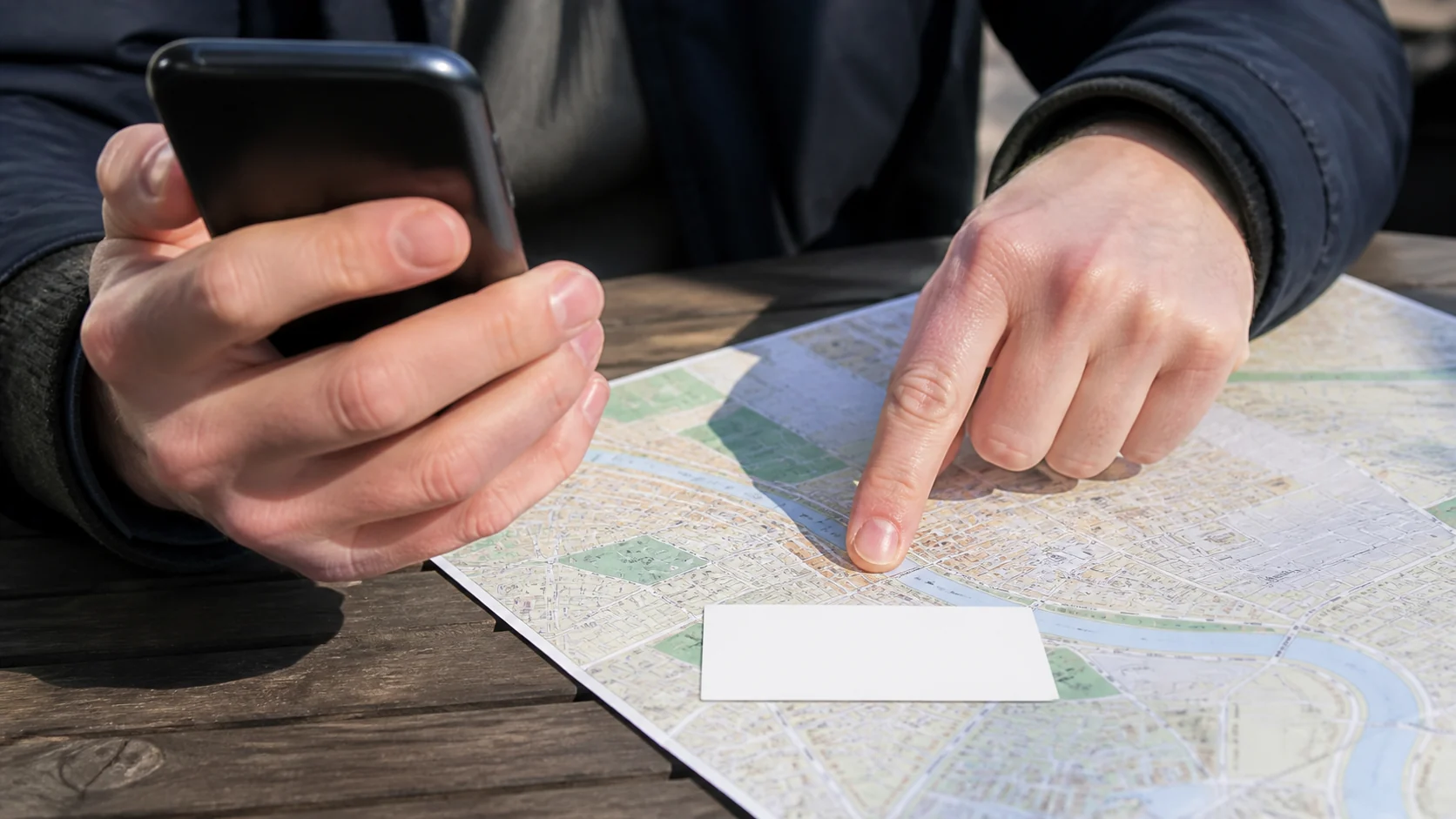 Telefon a mapa místa připravené pro přesné nahlášení události