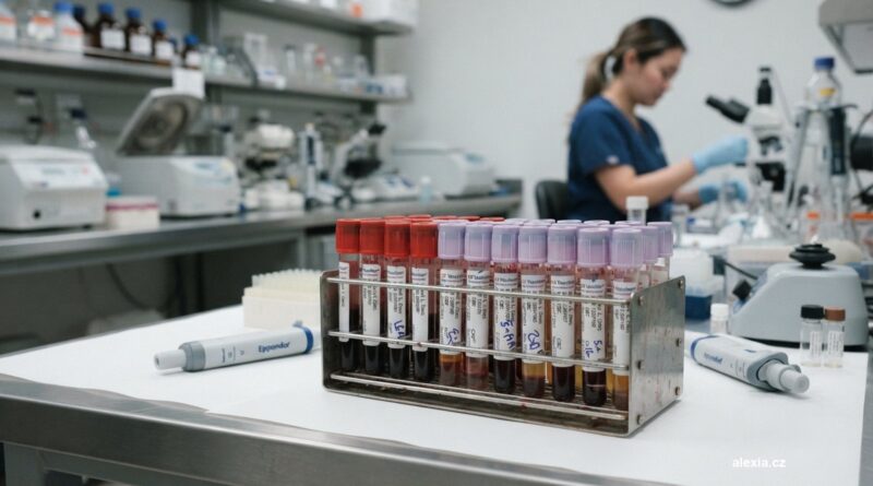 Zkumavky s krví v laboratoři